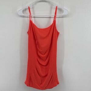 Bisou Bisou Michele Bohbot Coral Orange Ruched Ribbed Cami Tank Top/ Dress Med